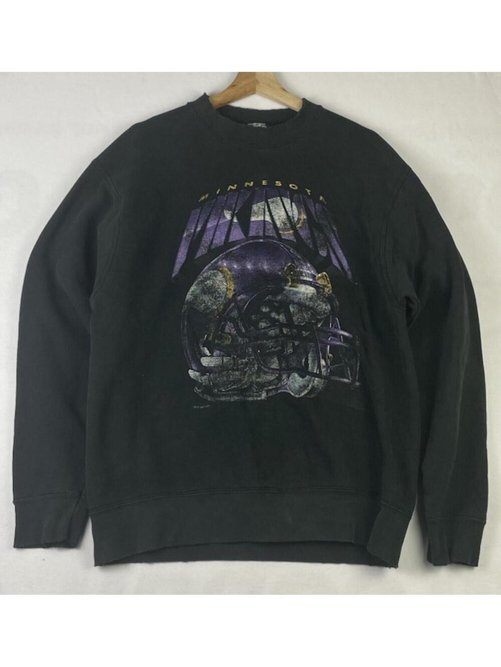 Vtg THRASHED FADED Minnesota Vikings Salem Sportswear Sweatshirt Crewneck Sz L
